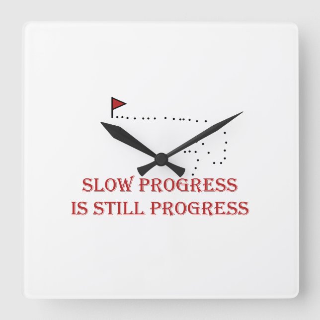 Horloge Carrée Conception de citation motivationnelle de progrès  (Recto)