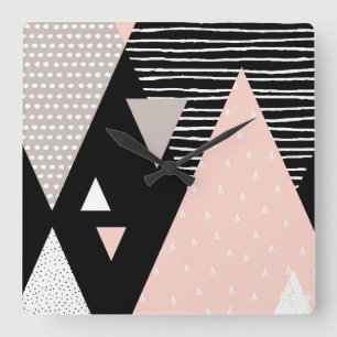 Horloge Carrée Conception de crête de montagne de Scandi