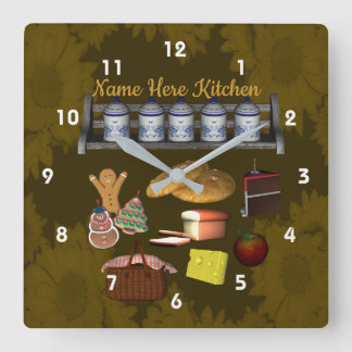 Horloge Carrée Conception de Cuisine Cuisine Cuite Personnalisée