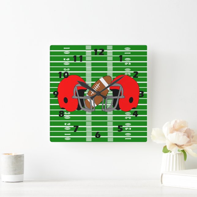 Horloge Carrée Conception de football américain (Maison)