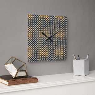 Horloge Carrée Conception de motif abstrait de grille géométrique