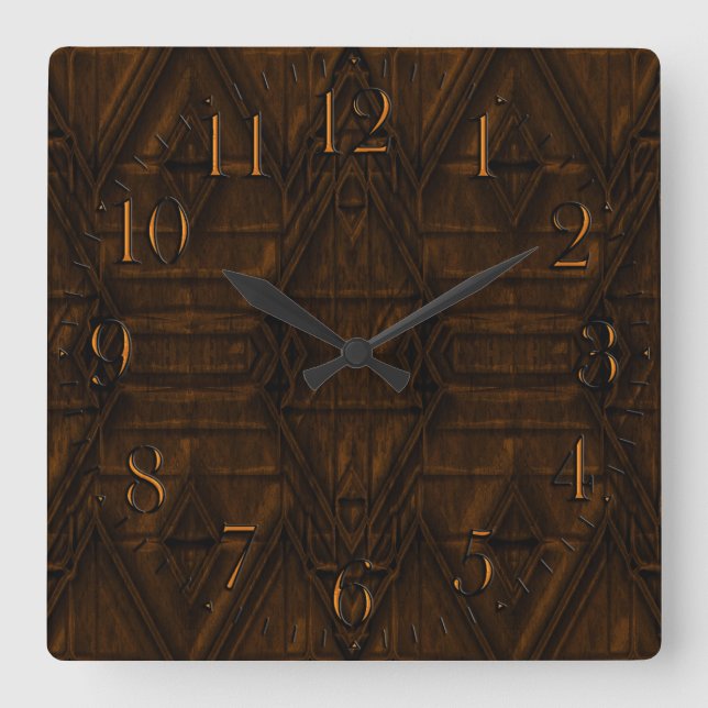 Horloge Carrée Conception de pyramide Steampunk cuivrée (Recto)