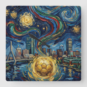 Horloge Carrée Conception de stade Skyline Football Art de Boston