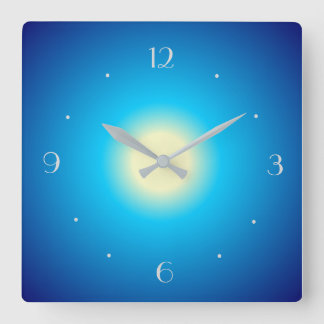 Horloge Carrée Conception d'impression de Glow Blue et Lemon > H