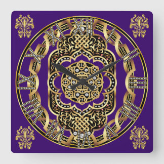 Horloge Carrée Conception du Mardi Gras Clock IMPORTANT