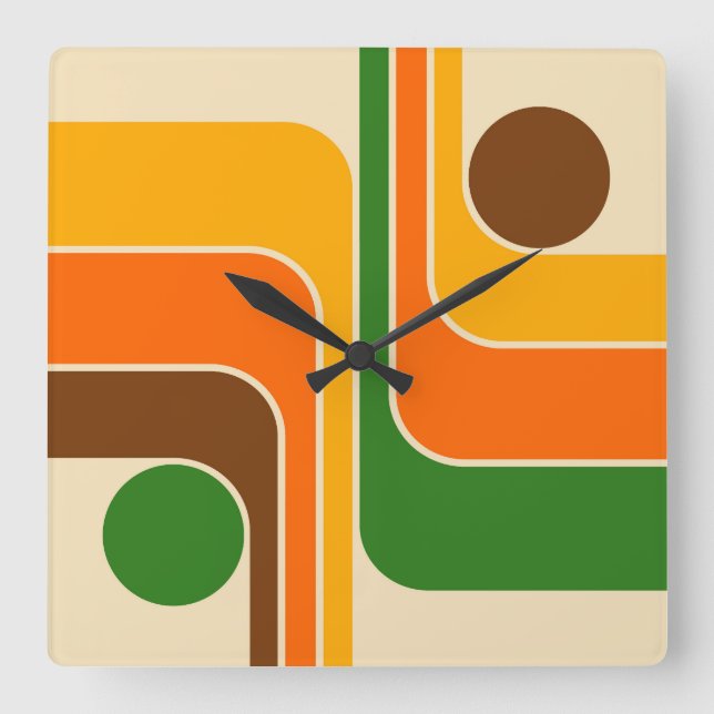 Horloge Carrée Conception géométrique moderne du milieu du siècle (Recto)