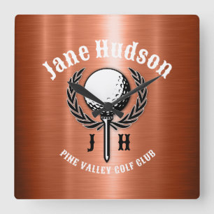Horloge Carrée Conception minimaliste élégante de golf en cuivre