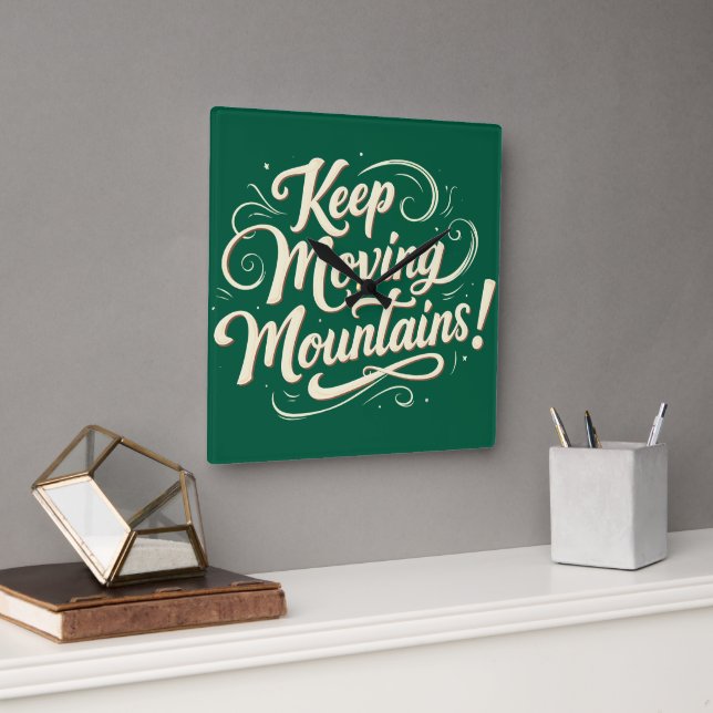 Horloge Carrée Conception Motivationnelle Continuer à Bouger Mont (Bureau)