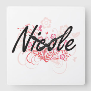 Horloge Carrée Conception nommée artistique de Nicole avec des