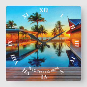 Horloge Carrée Conception Personnalisée Avec Votre Propre Texte E
