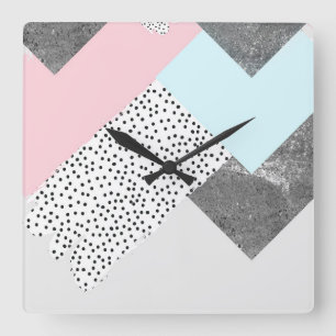 Horloge Carrée Conception pointillée par marbre en pastel de