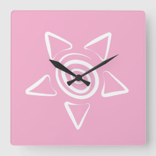 Horloge Carrée Conception simple couleur rose