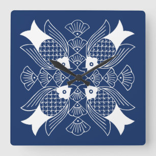 Horloge Carrée Conception sous-marine de poissons avec l'arrière