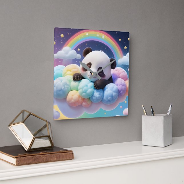 Horloge Carrée Conception unique WOLF ZODIAC GALAXY style Gif (Bureau)