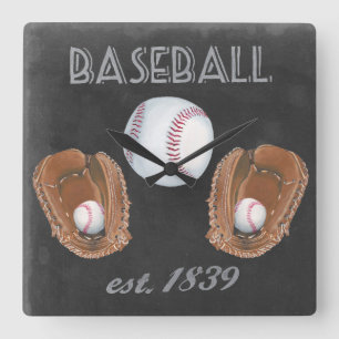 Horloge Carrée Conception vintage du tableau de baseball