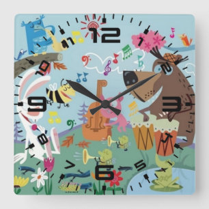 Horloge Carrée Concert animal