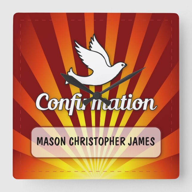 Horloge Carrée Confirmation Dove, or, clock rouge (Recto)