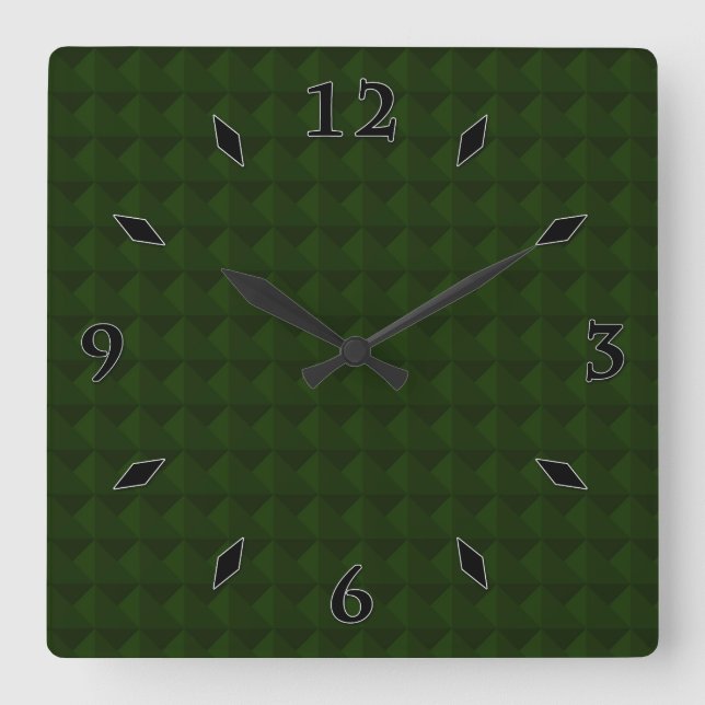 Horloge Carrée Coniferous green, solid, geometric . large clock (Recto)