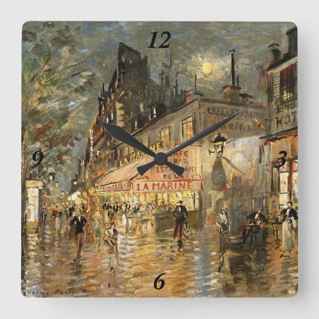 Horloge Carrée Constantin Korovin : Café La Marine, Paris (Recto)