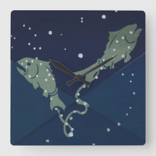Horloge Carrée Constellation de poissons des Poissons Zodiaque vi