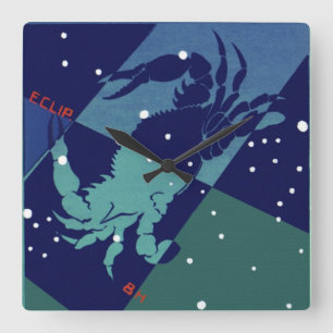Horloge Carrée Constellation du Crabe du Cancer Astrologie Zodiaq