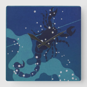 Horloge Carrée Constellation du Scorpion, Astrologie du Zodiaque 