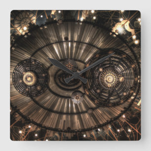 Horloge Carrée Constellations Zodiac mécanique Steampunk