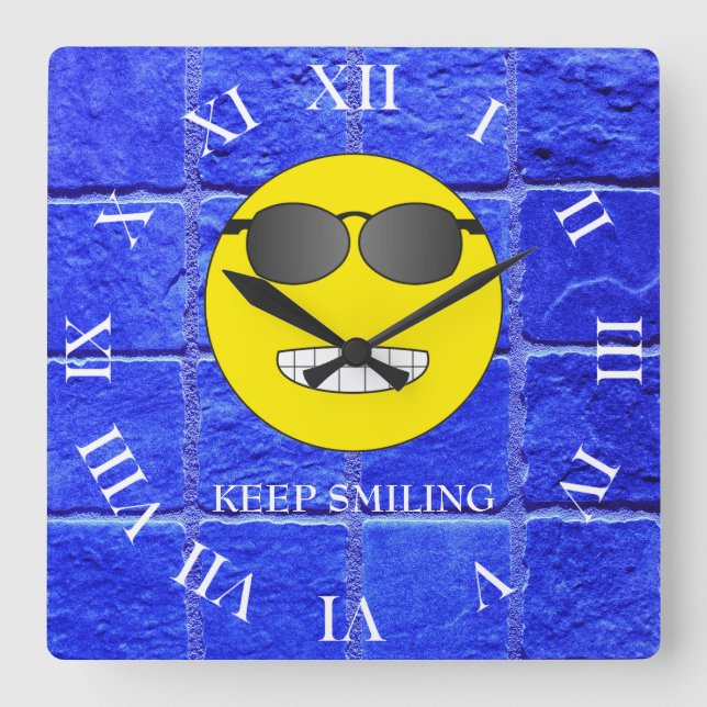 Horloge Carrée Continuez à sourire (Recto)