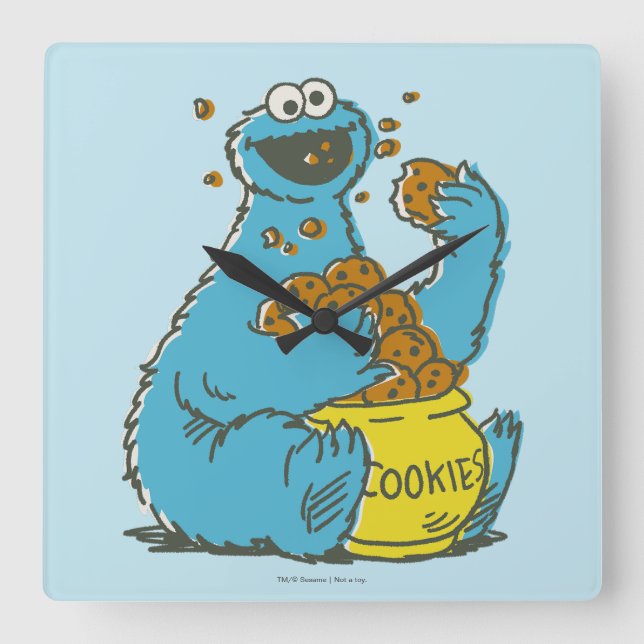 Horloge Carrée Cookie Monster Vintage (Recto)