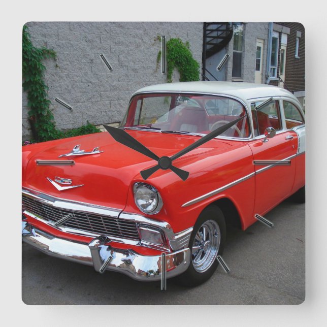 Horloge Carrée Cool 56 Chevy Options Wall Clock (Recto)