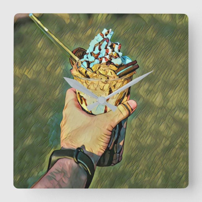 Horloge Carrée Cool cold freezing ice cream (Recto)