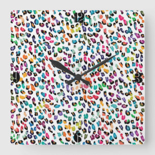 Horloge Carrée Cool coloré girly tendance poster de animal Leopar