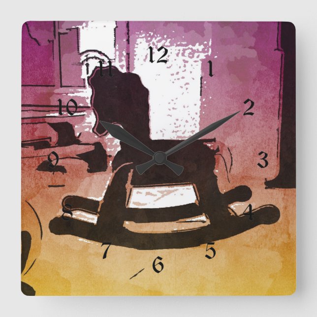 Horloge Carrée Cool Enfants Bois Rocking Horse Toy Pop Art (Recto)