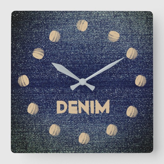 Horloge Carrée Cool Rustic Look Blue Denim Wall Clock (Recto)