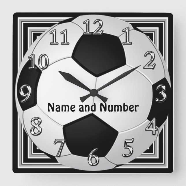 Horloge Carrée Cool Soccer Clocks Bursting Out (Recto)