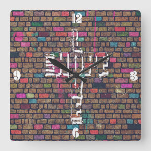 Horloge Carrée Cool stupéfiant Faith Love Hope graffiti mots cro