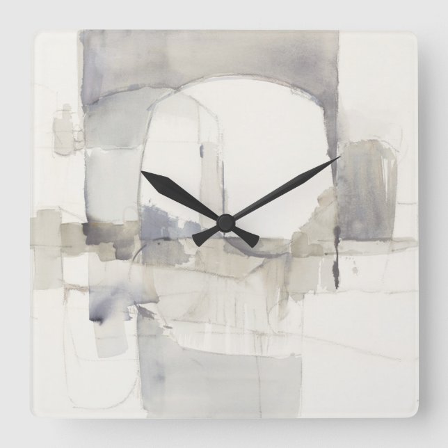 Horloge Carrée Copie abstraite de gris de l'improvisation I (Recto)
