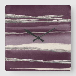 Horloge Carrée Copie d'abrégé sur pourpre de rose d'argent