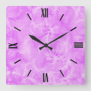 Horloge Carrée Copie de marbre de remous - doucement violette