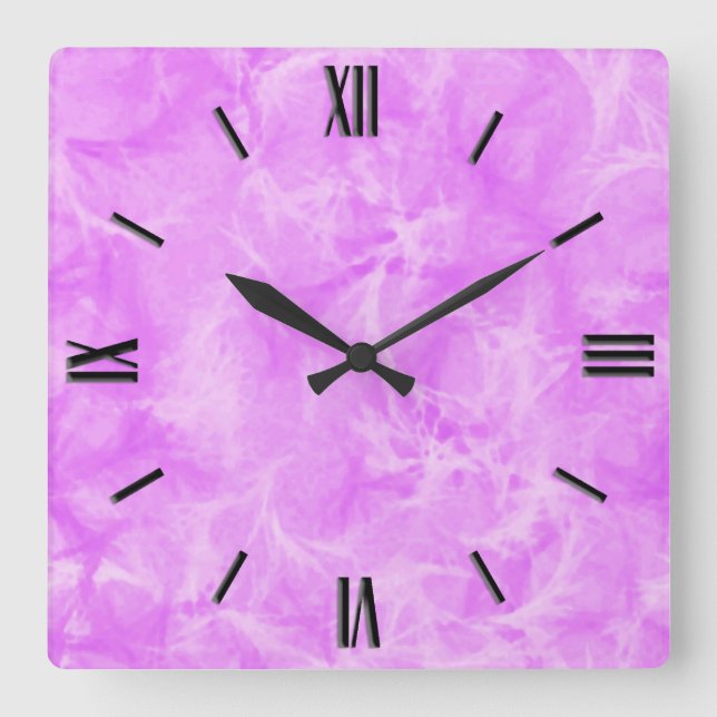 Horloge Carrée Copie de marbre de remous - doucement violette (Recto)