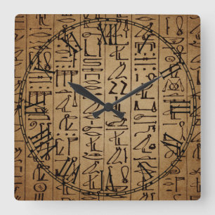 Horloge Carrée Copie égyptienne vintage de papier de hiéroglyphes