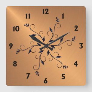 Horloge Carrée Copper Shine