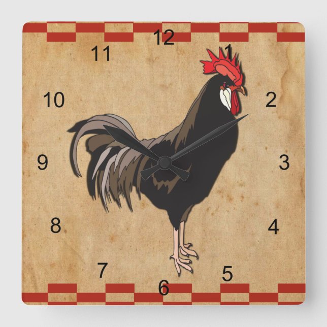 Horloge Carrée Coq (Recto)