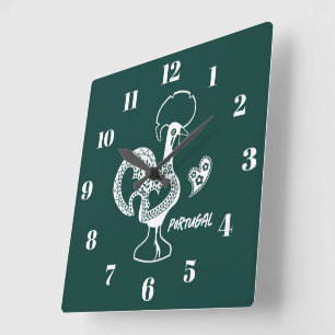 Horloge Carrée Coq de Barcelos, Portugal, silhouette