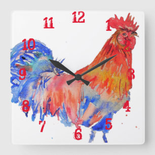 Horloge Carrée Coq Poule Poulet Enfants Garçons Chambre Nounou 