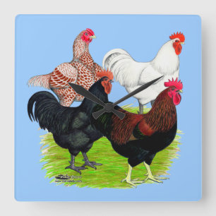 Horloge Carrée Coq Quartet Heavy Breed