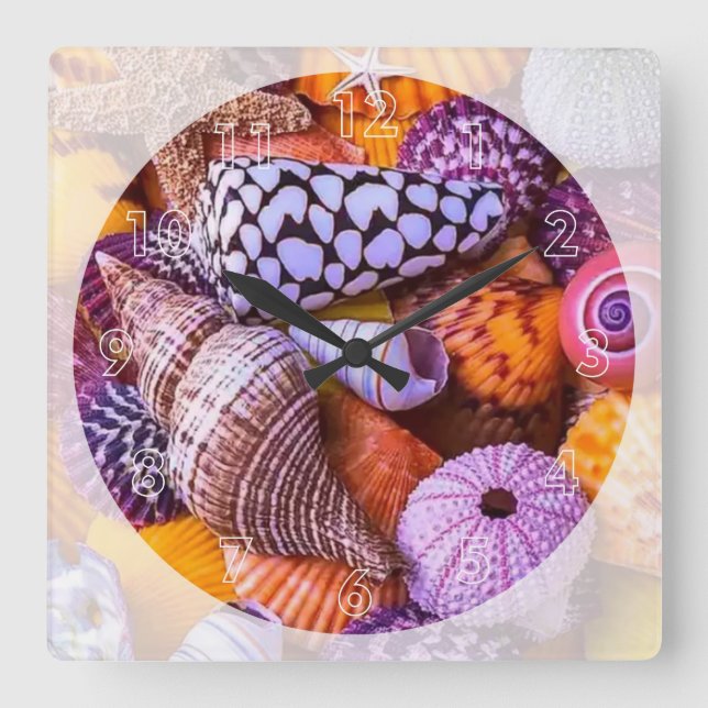 Horloge Carrée Coques de mer (Recto)