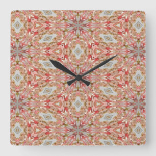 Horloge Carrée Coral Kaleidoscope