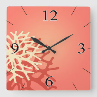 Horloge Carrée Coral on the Beach | peach coral ivory
