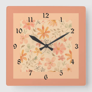 Horloge Carrée Coral rose doré mélange et match